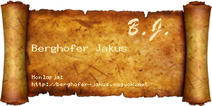 Berghofer Jakus névjegykártya